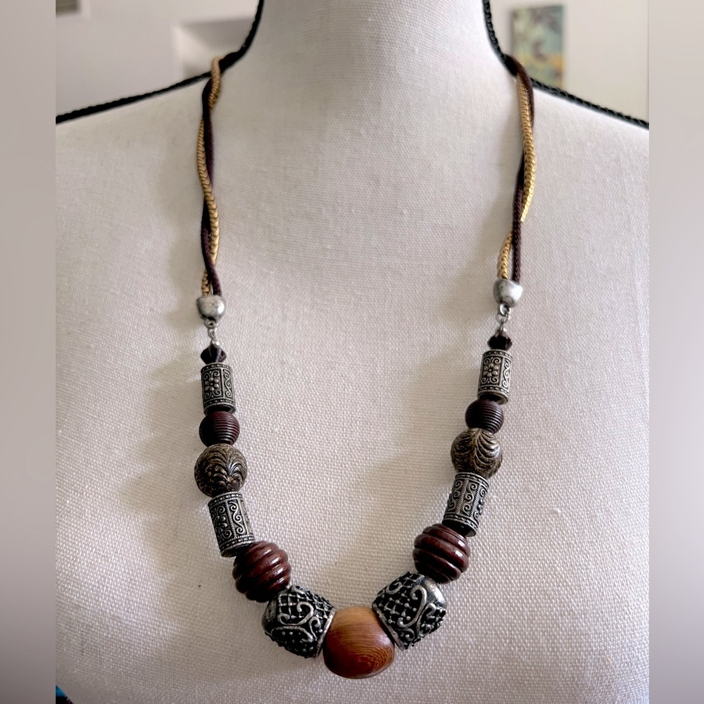Chicos Wood Bead Necklace